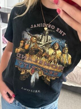 Black Graphic 'Homeland Security' Native American Tee